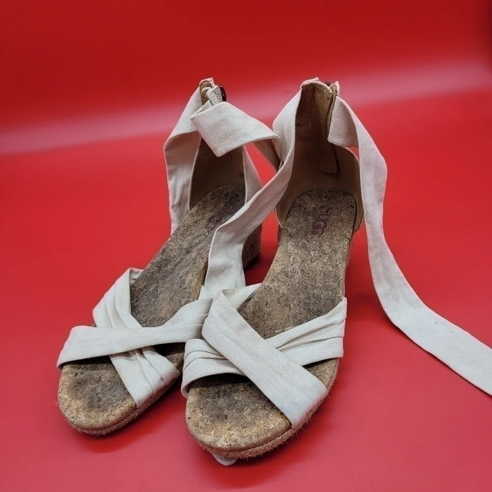 Women's Ugg Traci Espadrille Wedge Tie Up Sandal 6.5